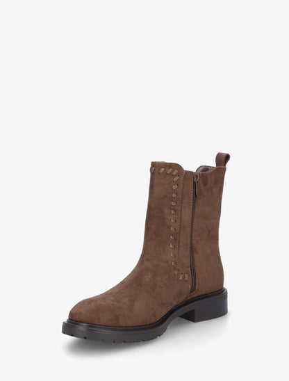 Bottines élastiquées en suédine - Marron - 3