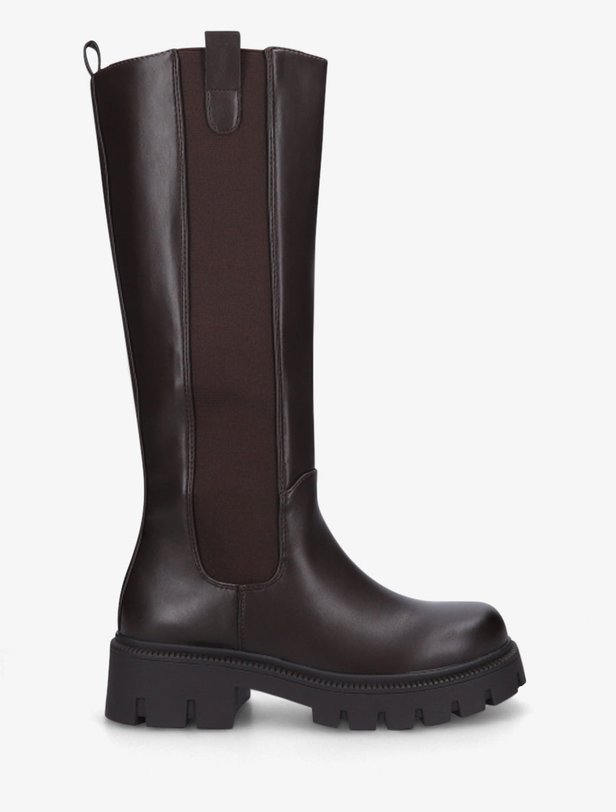 Bottes élastiquées en simili - Chocolat - 1