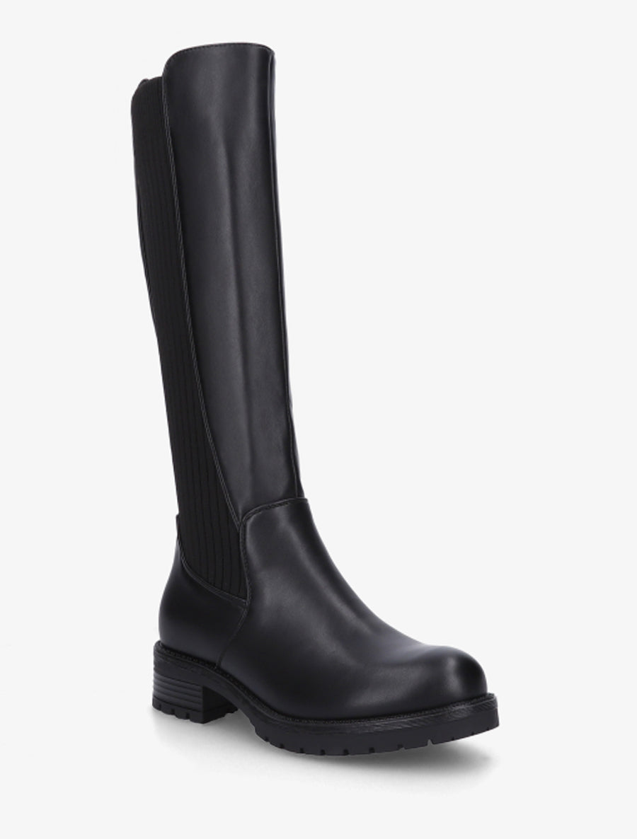 Bottes élastiquées en tissu côtelé - Noir - 2