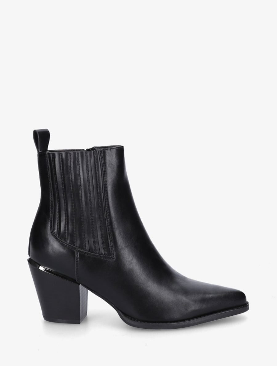 Bottines en simili style santiags - Noir - 1
