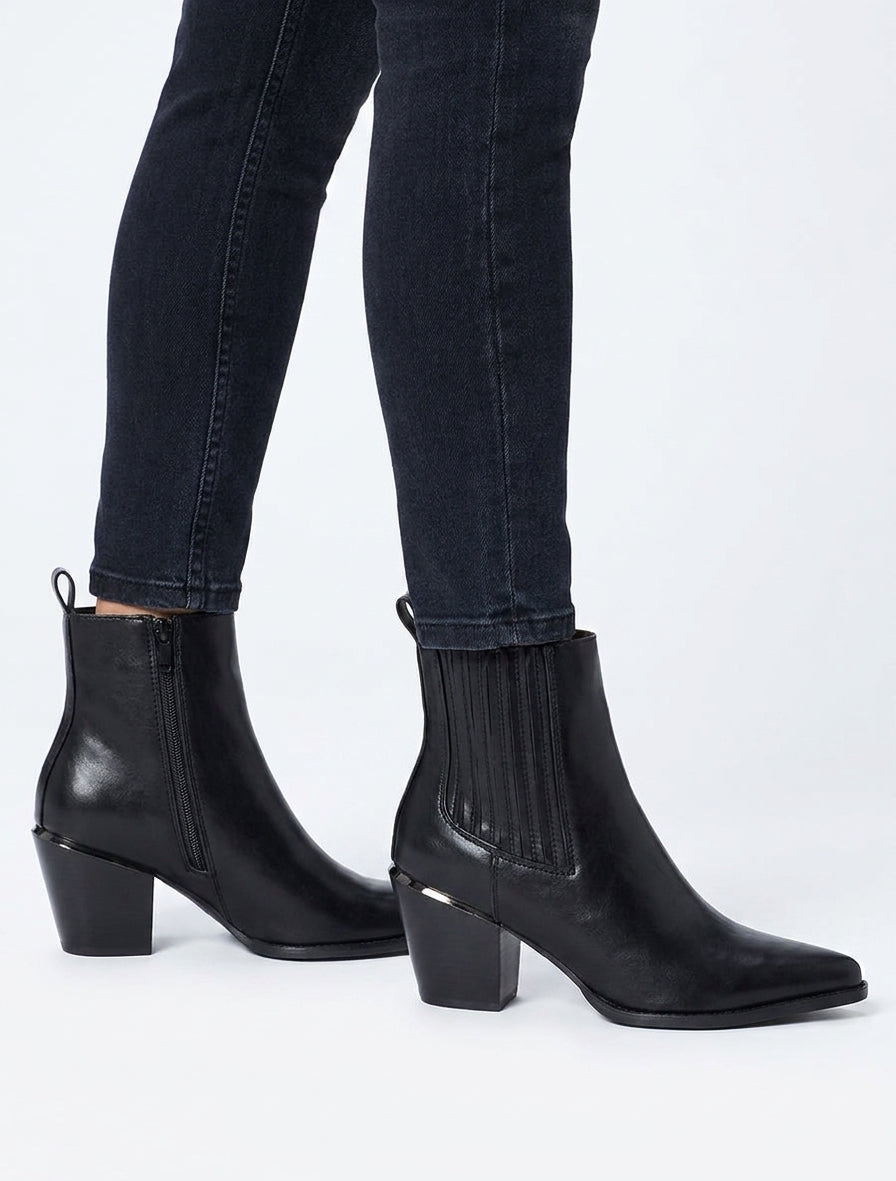Stivaletti in similpelle stile texano - Nero