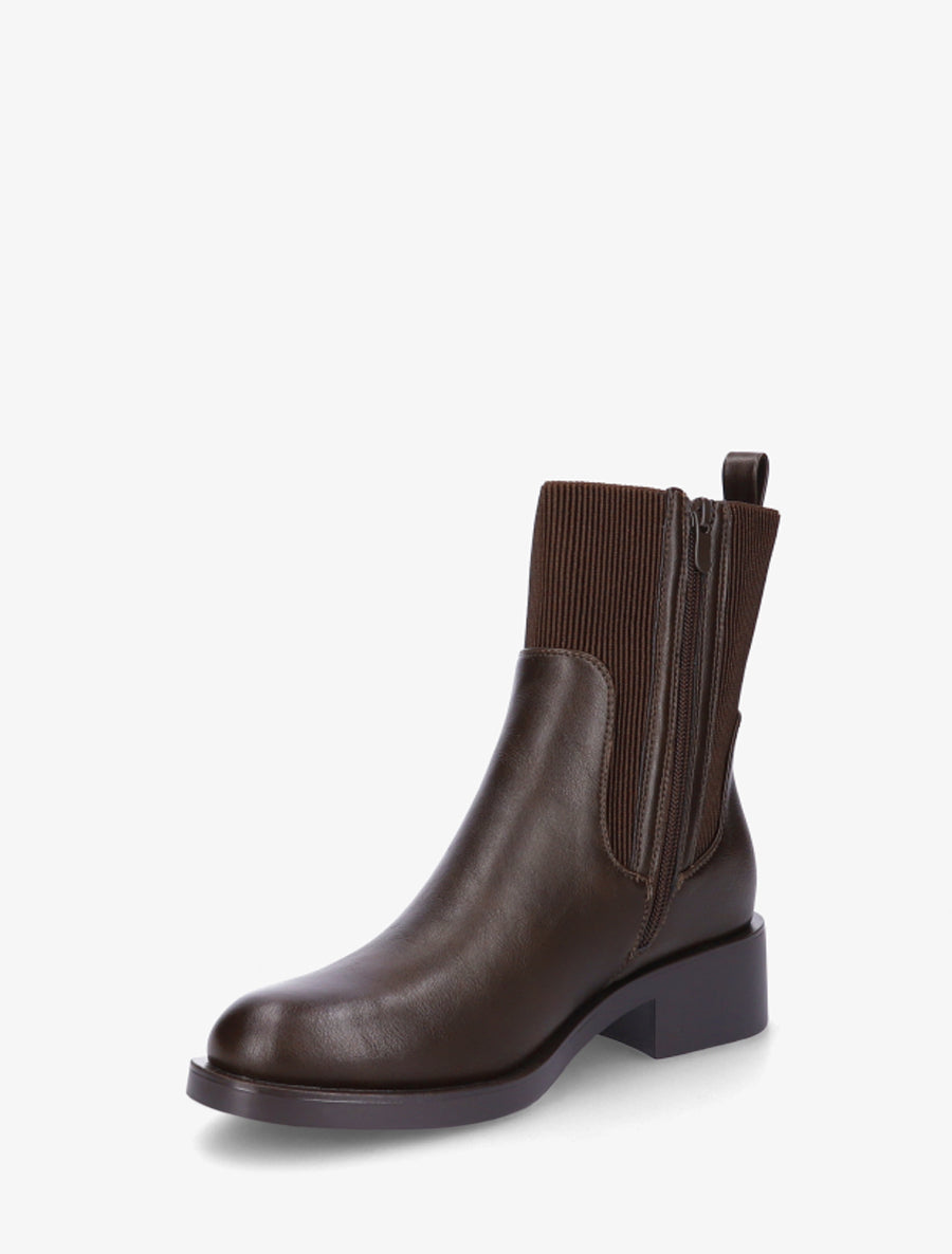 Bottines élastiquées en simili - Chocolat - 3
