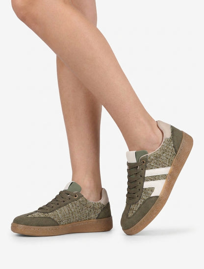 Sneakers in tweed e camoscio - Cachi