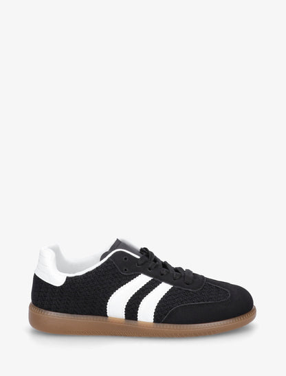 Sneakers en maille et bandes contrastantes - Noir - 1