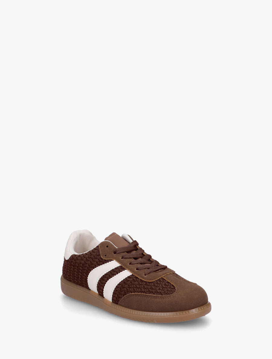 Sneakers en maille et bandes contrastantes - Marron - 2
