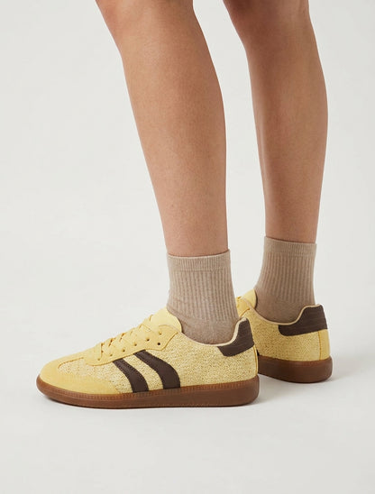 Sneakers in maglia e fasce a contrasto - Giallo