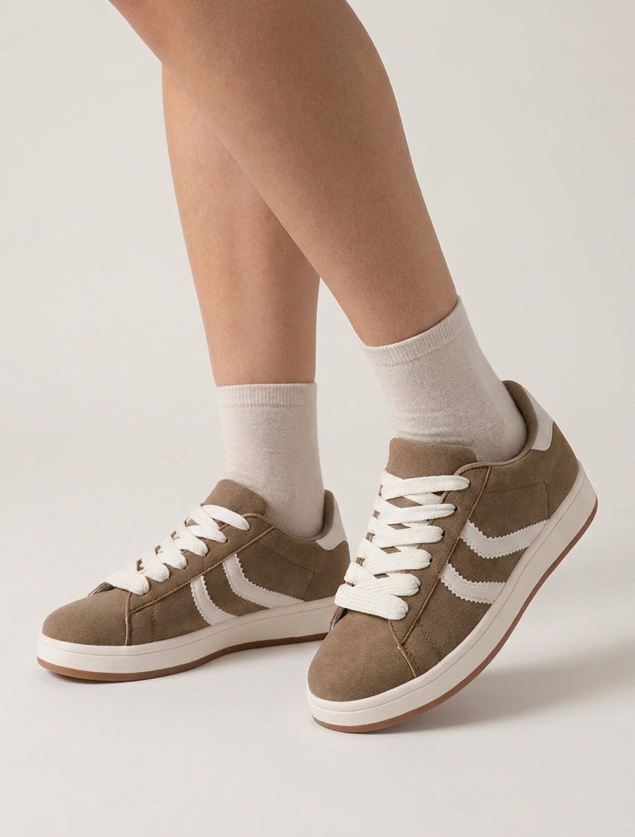 Sneakers effetto nabuk con bande dentellate - Talpa