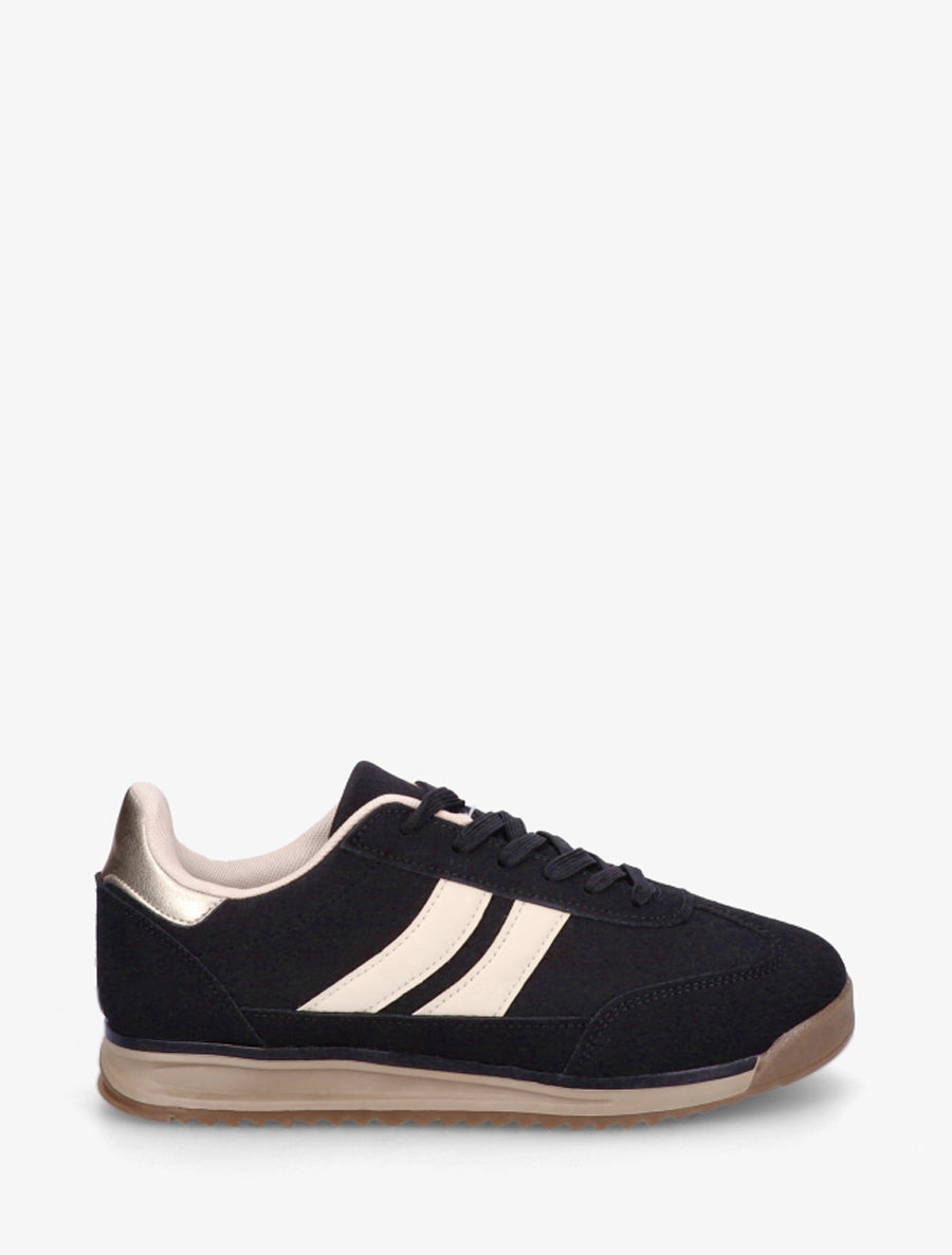 Sneakers en suédine et effet nubuck - Noir - 1