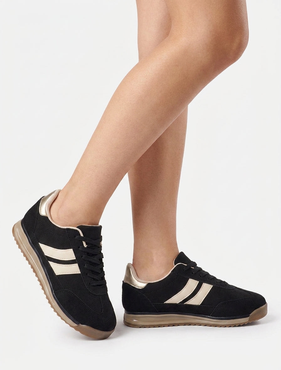 Sneakers in camoscio e effetto nabuk - Nero