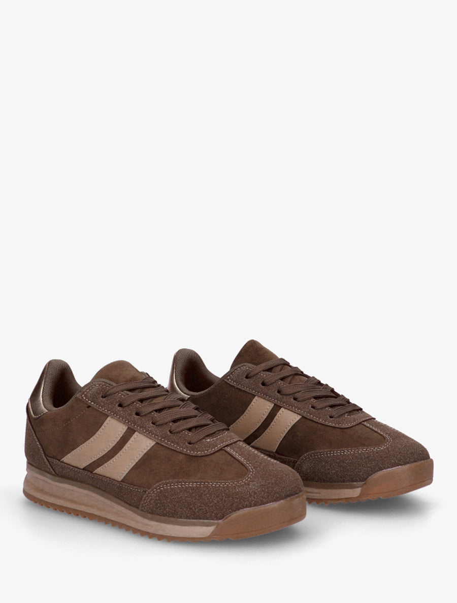 Sneakers en suédine et effet nubuck - Kaki - 4