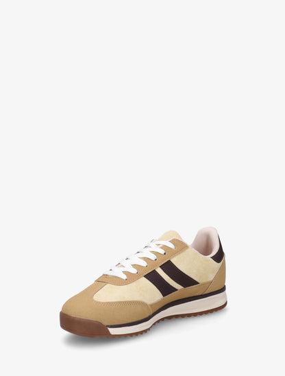 Sneakers en suédine et effet nubuck - Jaune - 3