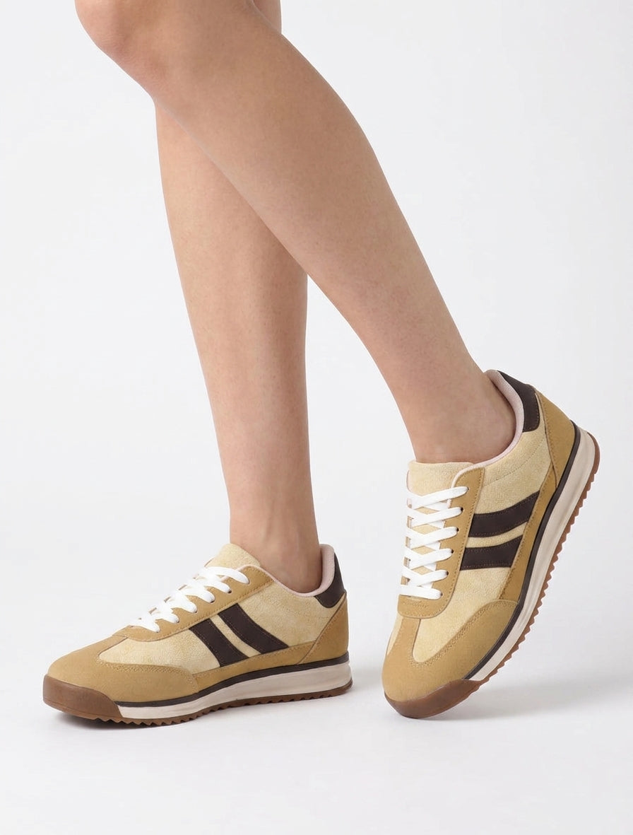 Sneakers in camoscio e effetto nabuk - Giallo