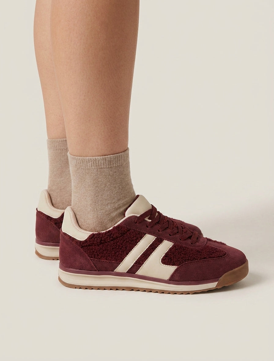 Scarpe da ginnastica in tessuto stile lana bouclé - Bordeaux