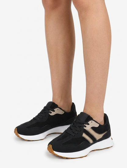 Scarpe da ginnastica bicolori e bimateriale - Nero