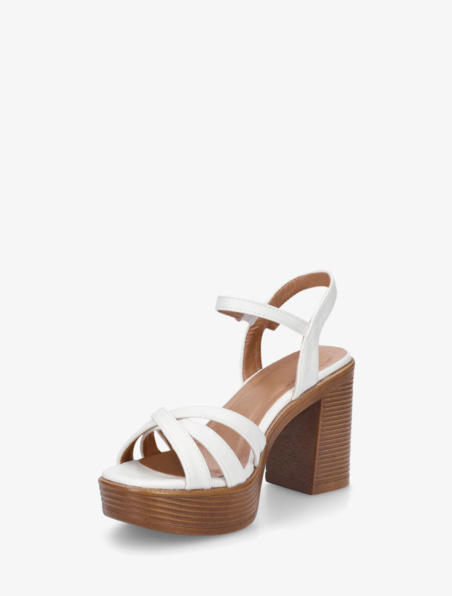 Sandales à talon haut et plateforme - Blanc - 3