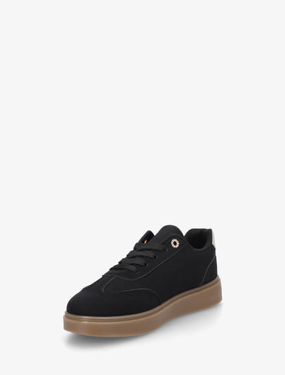 Baskets effet nubuck à oeillets strassés - Noir - 3