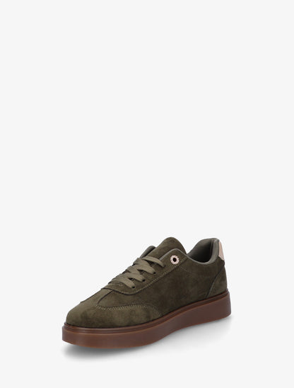 Baskets effet nubuck à oeillets strassés - Kaki - 3