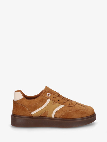 Baskets effet nubuck à oeillets strassés - Rouille - 1