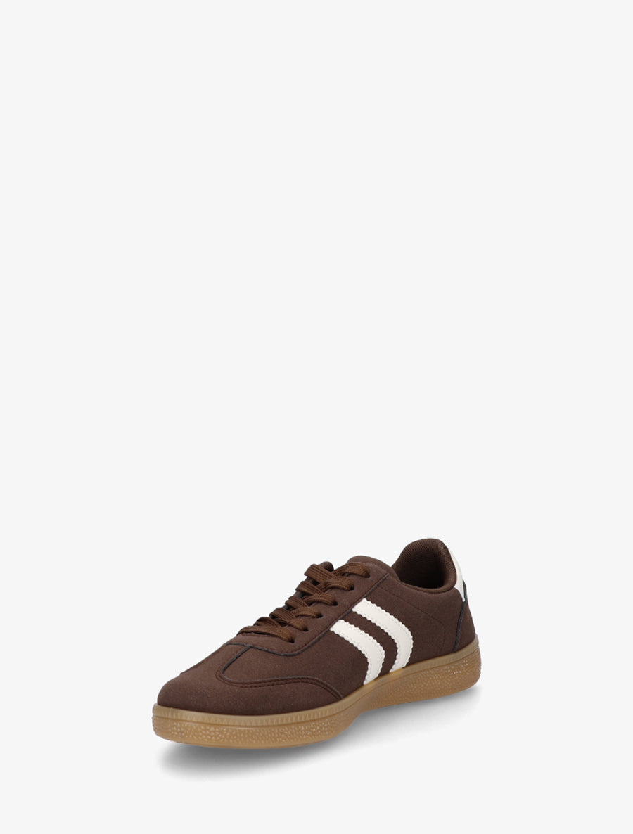 Sneakers effet nubuck à semelle caoutchouc - Marron - 3