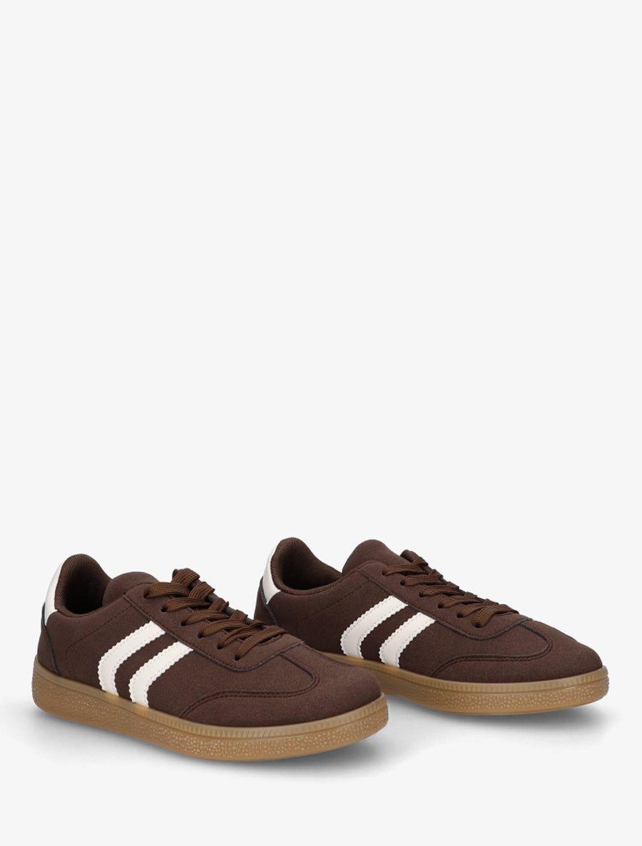 Sneakers effet nubuck à semelle caoutchouc - Marron - 4