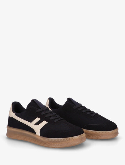 Baskets effet nubuck à empiècement graphique - Noir - 4
