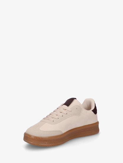 Baskets effet nubuck à empiècement graphique - Beige - 3