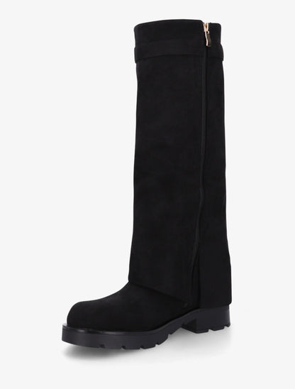 Bottes renversées en suédine - Noir - 3