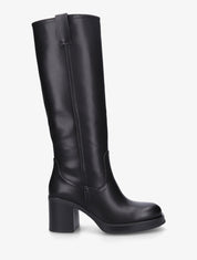 Bottes en simili à talon carré - Noir - 1