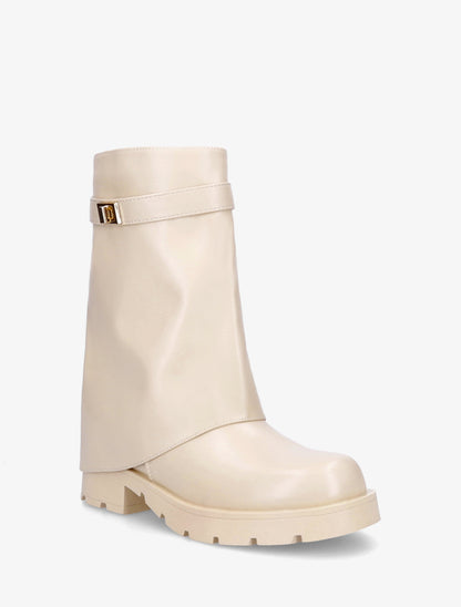 Bottines renversées à sangle et bijou - Beige - 2