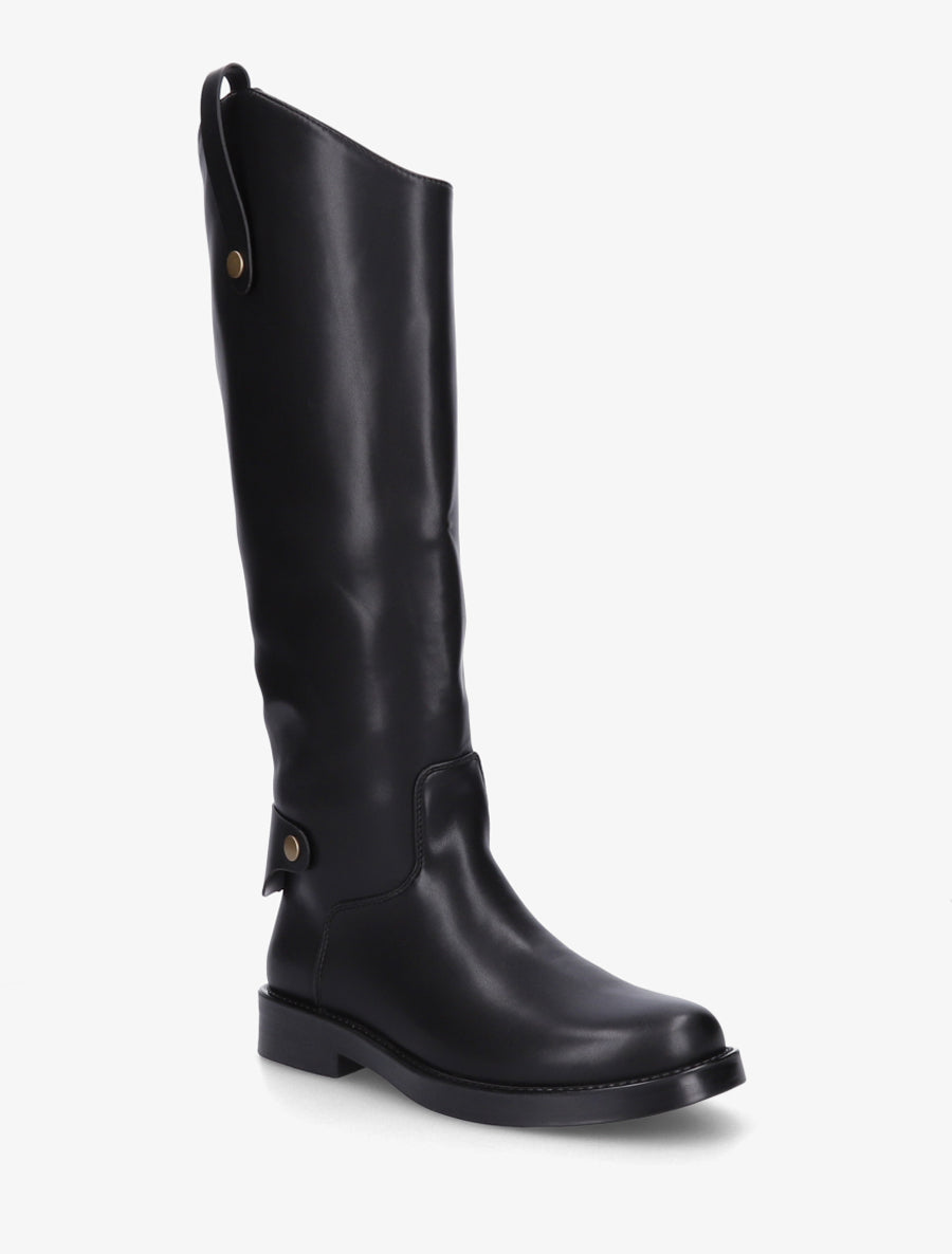 Bottes en simili à bout rond - Noir - 2