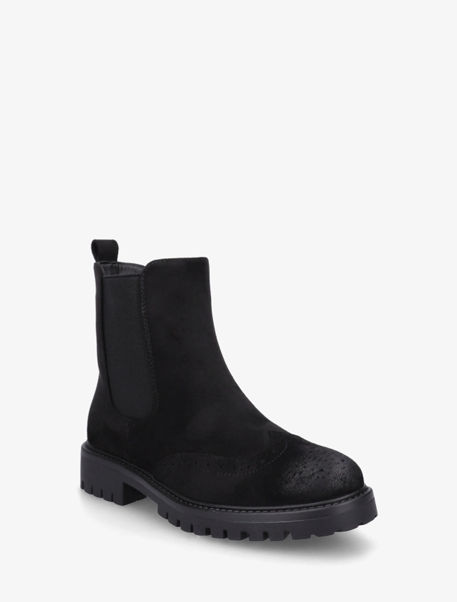 Bottines élastiquées en suédine - Noir - 2