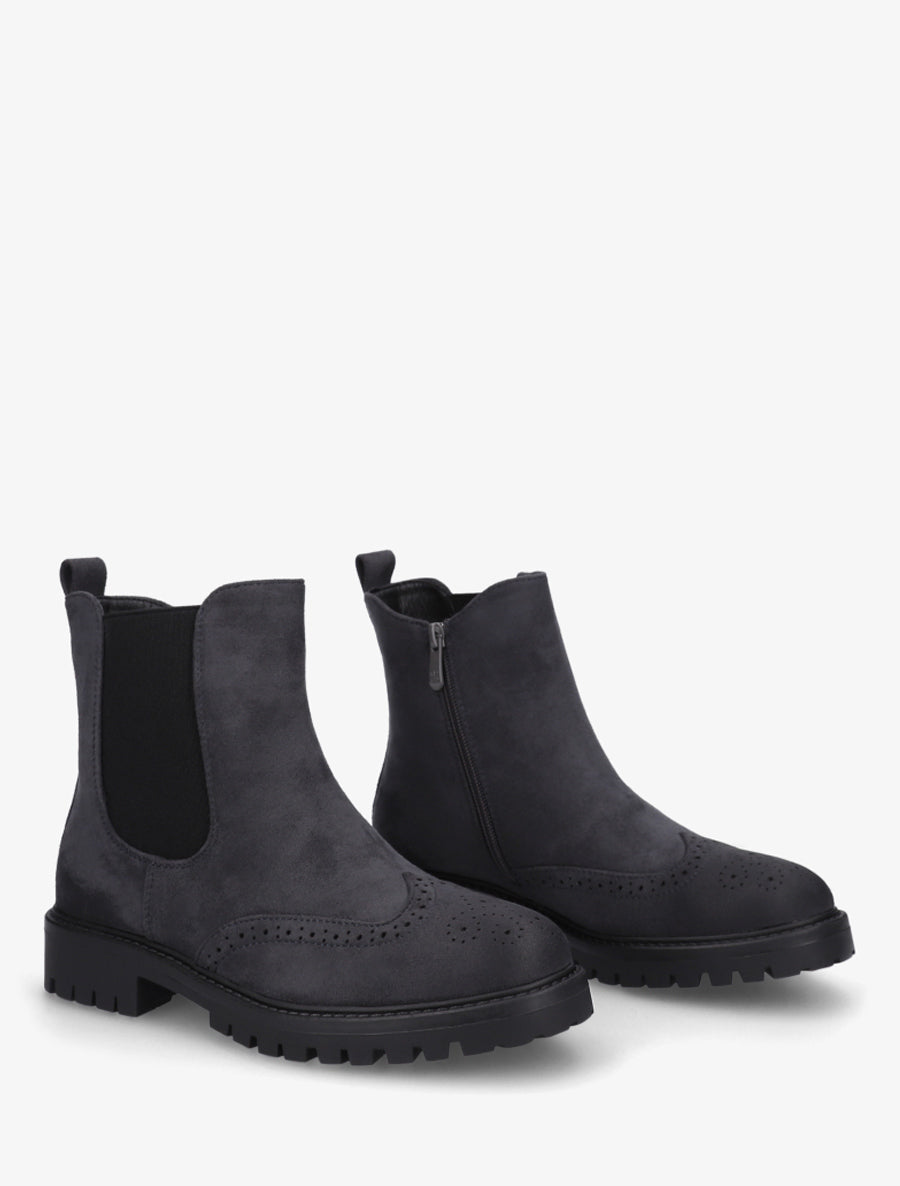 Bottines élastiquées en suédine - Bleu nuit - 4