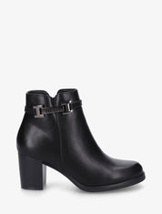 Bottines en simili à sangle décorative - Noir - 1