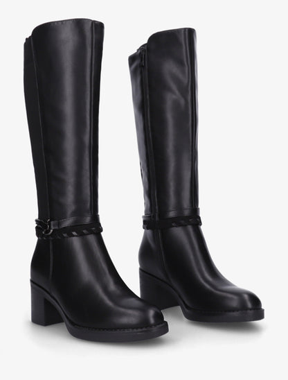 Bottes en simili à sangles fantaisies - Noir - 4