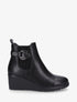 Bottines compensées en simili à boucle ronde - Noir - 1