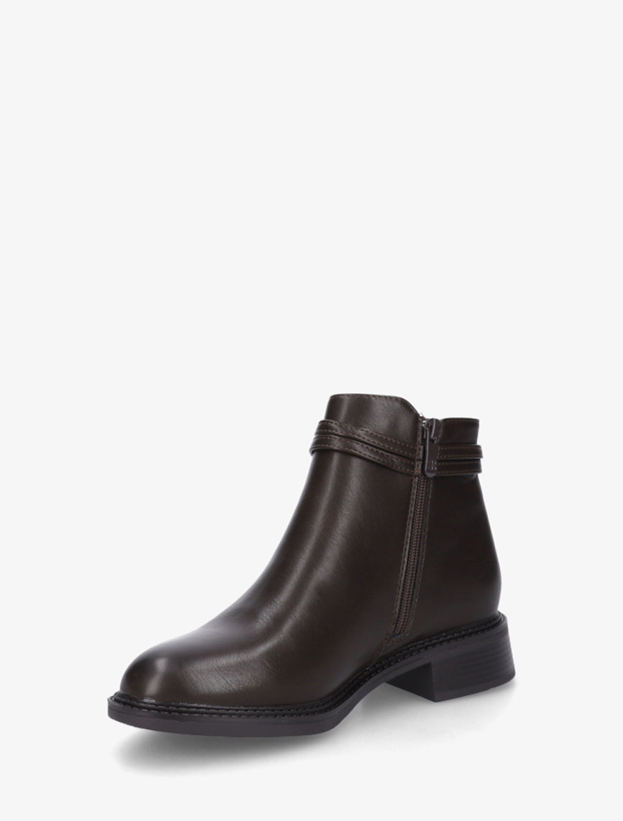 Bottines plates à boucle fantaisie - Marron - 3