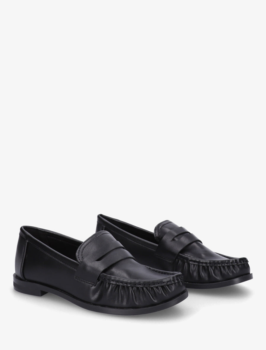 Mocassins unis en simili - Noir - 4