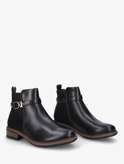 Bottines élastiquées bimatière à boucle métallique - Noir - 4