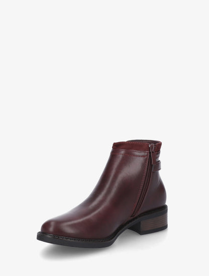 Bottines en simili à boucle et empiècement suédine - Lie de vin - 3