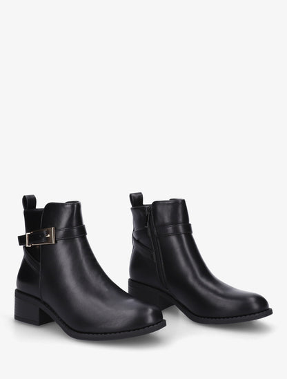 Bottines en simili à sangles - Noir - 4