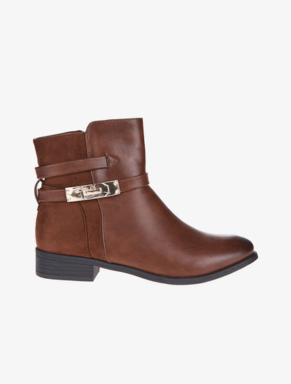Boots arrière daim et lanières - Camel - 1