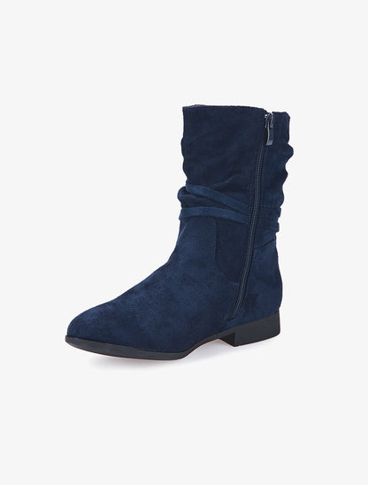 Bottines suédine à lanière simple - Marine - 3