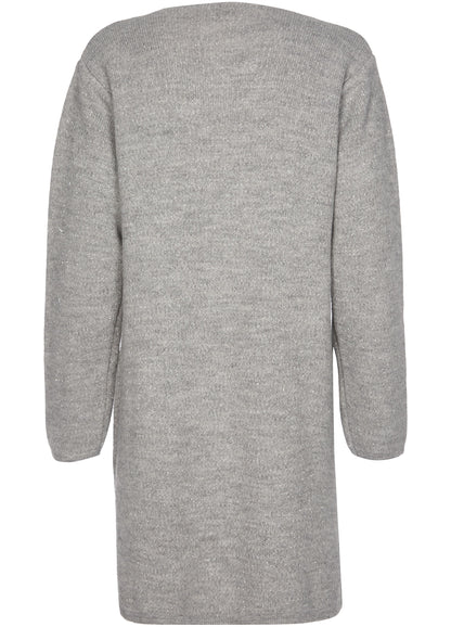 Gilet long à fils argentés - Gris - 2
