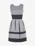 Robe pieds de poule évasée - gris - 1