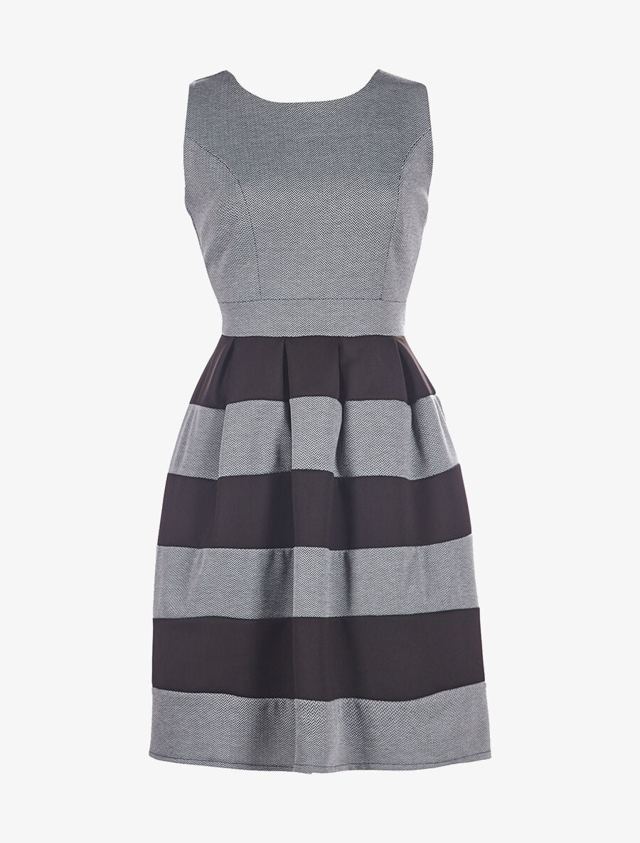 Robe bandes et mini zig-zag - gris - 3