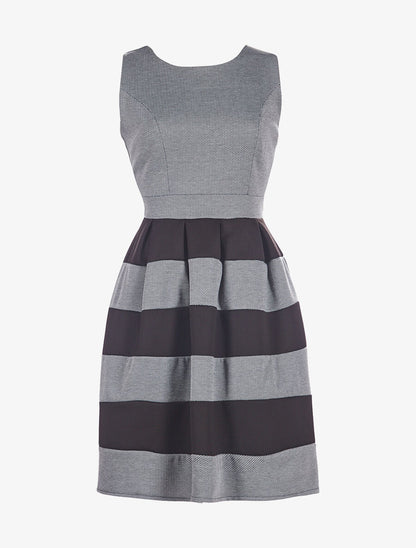 Robe bandes et mini zig-zag - gris - 3