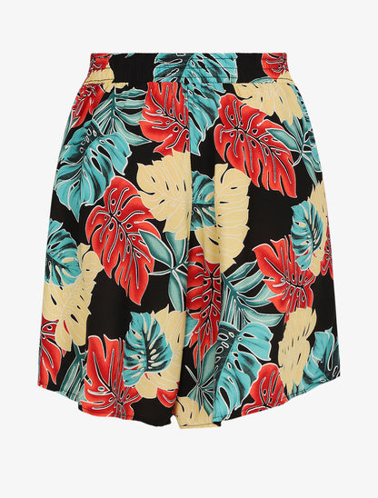 Short fluide imprimé plantes tropicales - Noir - 2