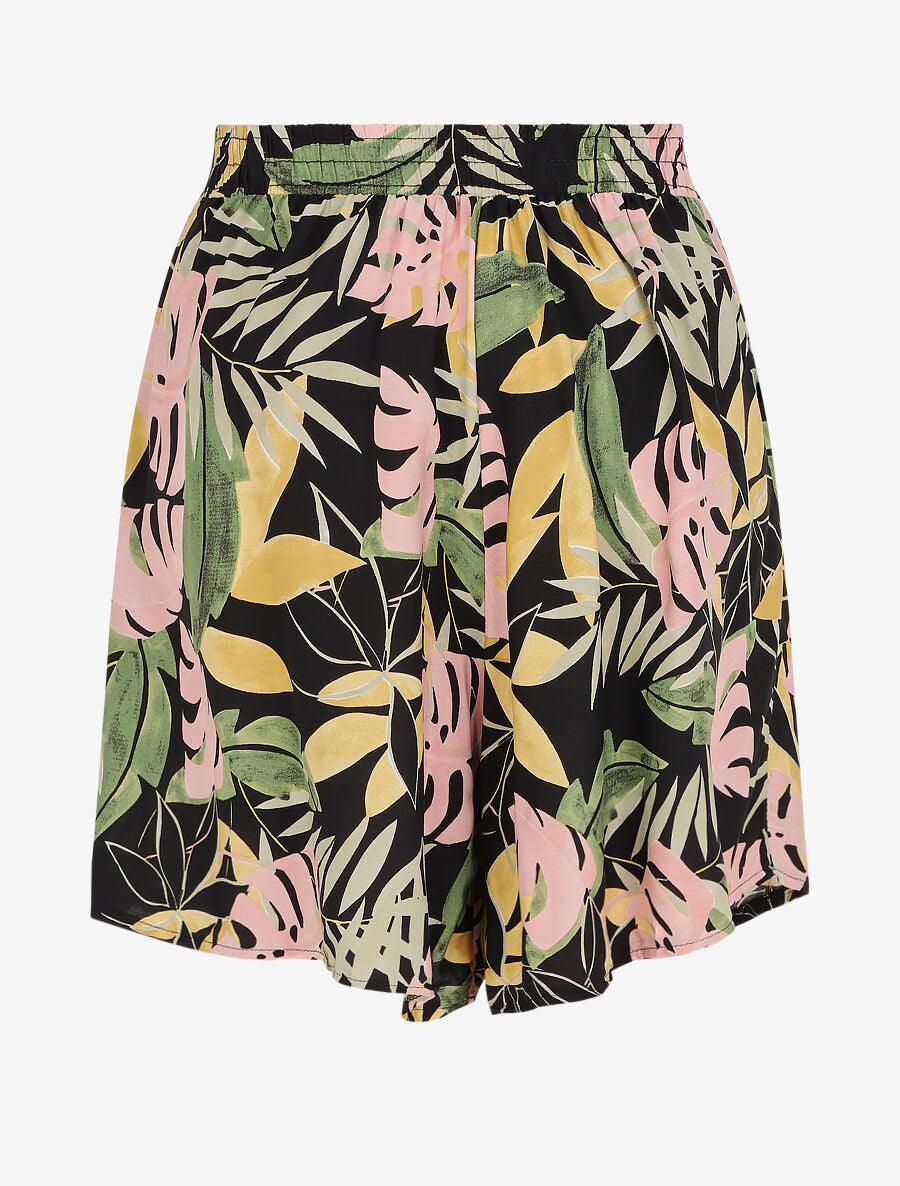 Short fluide imprimé tropical - Noir - 2