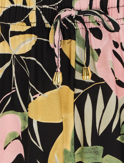 Short fluide imprimé tropical - Noir - 3