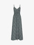Robe longue à fines bretelles imprimé petites fleurs - Marine - 1